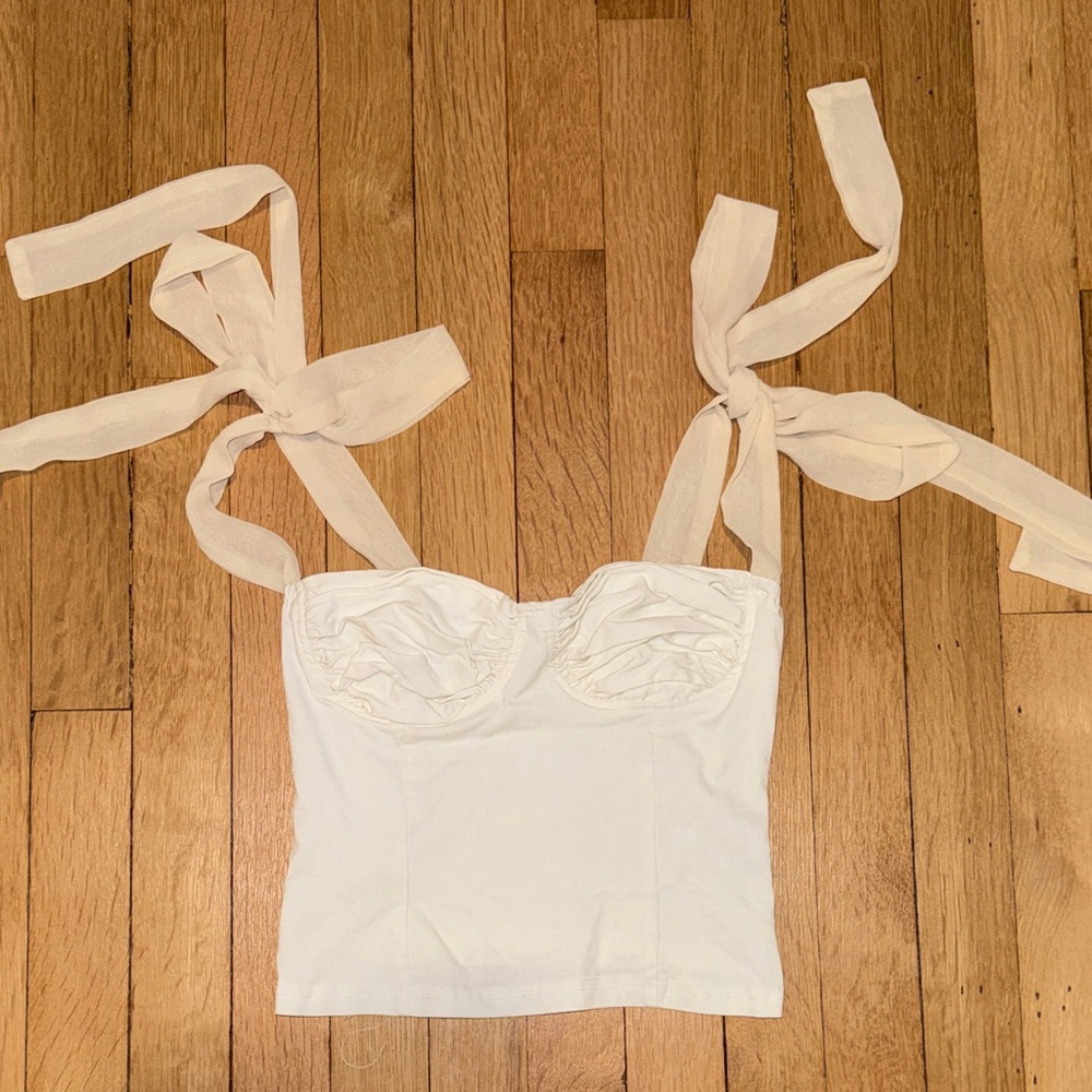 White Tie-Strap Bustier Top